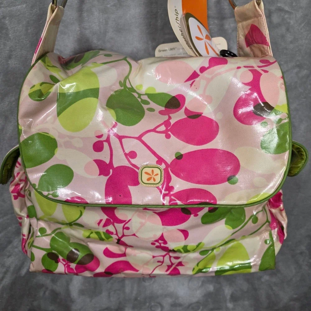 Fleurville Mothership Diaper Bag Floral Green-LAM Pink Green Storage Travel Baby
